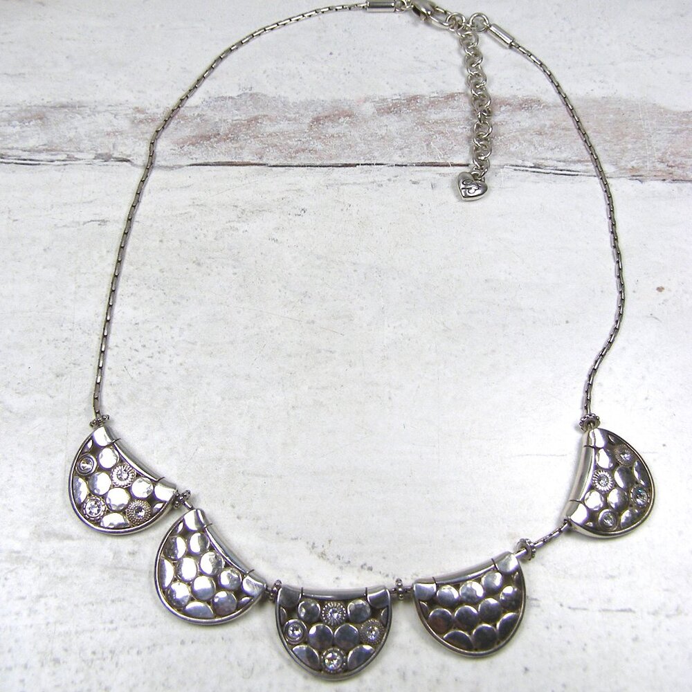Brighton Crescent Dot Slide Crystal Necklace Adjustable Bohemian Silver